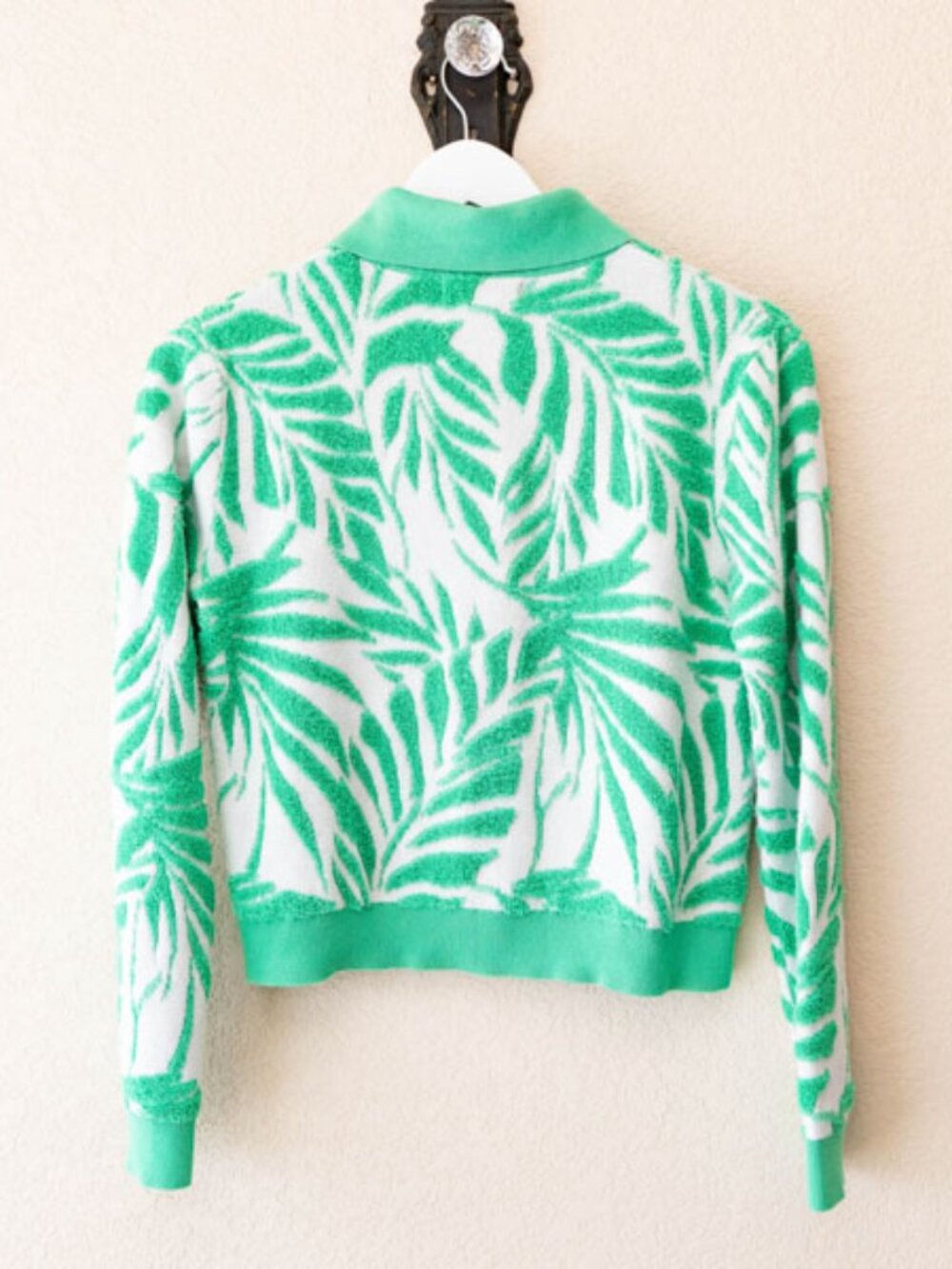 Cynthia Rowley Palm Leaf Cardigan Green White Tropical Sweater Medium - Picture 8 of 12